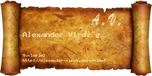Alexander Virág névjegykártya